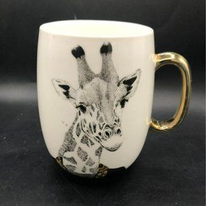 Pier 1 Book Club Giraffe Mug Clothed Animal Gold Handled Coffee Cup Fine China